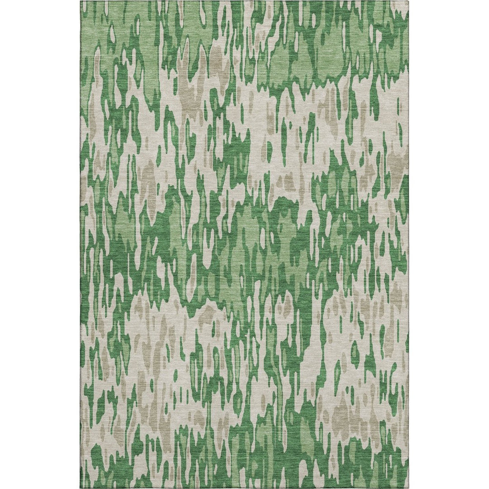 HomeRoots 9' X 12' Striped Washable Area Rug in Green Beige Taupe – UV Protected, Durable & Family-Friendly! 677806