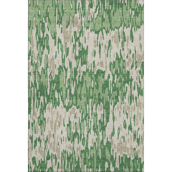 HomeRoots 10' X 14' Striped Washable Area Rug in Green, Beige & Taupe - Durable, UV Protected & Stylish! 677807