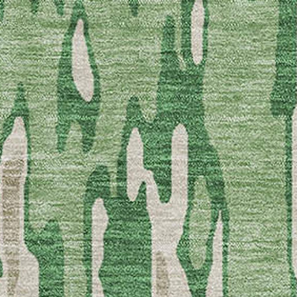 HomeRoots 10' X 14' Striped Washable Area Rug in Green, Beige & Taupe - Durable, UV Protected & Stylish! 677807