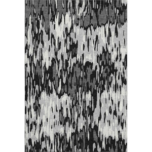 HomeRoots 5' X 8' Gray and Silver Striped Area Rug - Washable, UV-Protected, Stain-Resistant for Busy Homes 677809