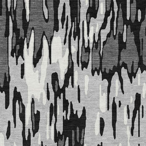 HomeRoots 5' X 8' Gray and Silver Striped Area Rug - Washable, UV-Protected, Stain-Resistant for Busy Homes 677809