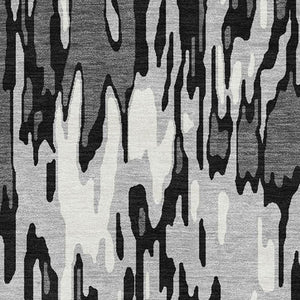 HomeRoots 8' X 10' Gray and Silver Striped Washable Area Rug - Durable, UV-Protected, Modern Elegance for Any Space 677811