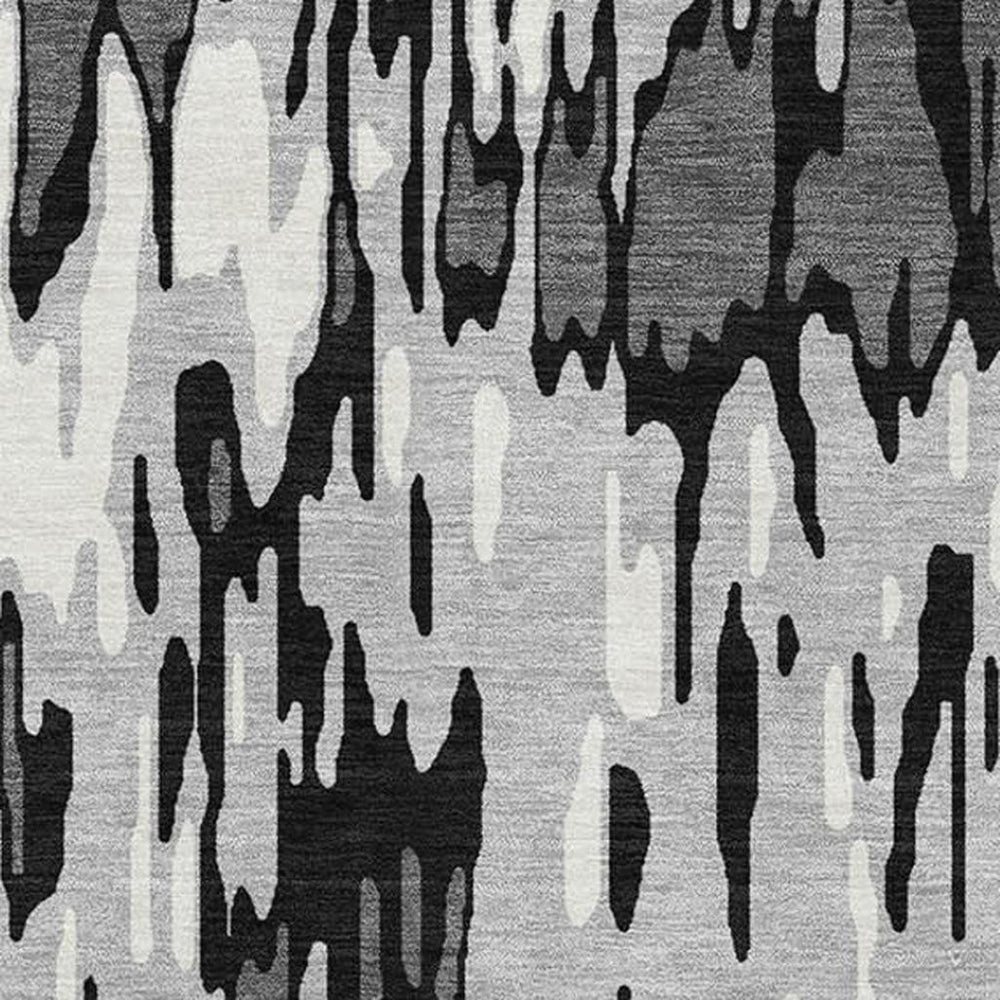HomeRoots 9' X 12' Gray and Silver Striped Area Rug – Washable, UV Protected, Stylish & Durable for High-Traffic Rooms 677812