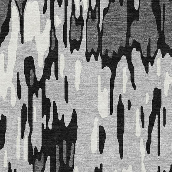 HomeRoots 10' Gray and Silver Striped Washable Area Rug - Stylish, UV-Protected, Easy-Care for Busy Homes! 677813