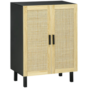 English Elm Homcom Stylish Sideboard Buffet Cabinet With Rattan Doors, Adjustable Shelves, Modern Boho Design W2225P217720
