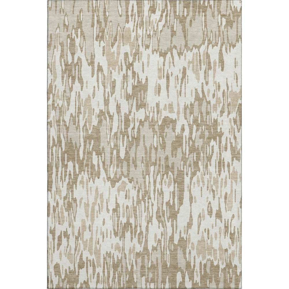 HomeRoots 5' X 8' Ivory Beige Taupe Striped Washable Area Rug - Stain Resistant, UV Protected & Durable Design 677815