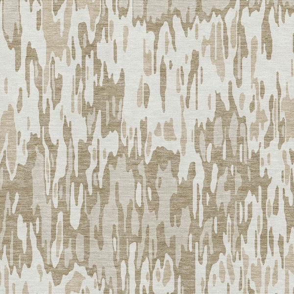 HomeRoots 8' X 10' Stylish Ivory Beige Taupe Striped Area Rug - Washable, UV-Protected, & Family-Friendly! 677817
