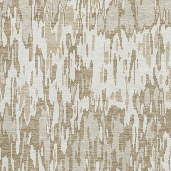 HomeRoots 9' X 12' Ivory Beige Taupe Striped Washable Area Rug - Durable, UV-Protected, Easy-Care Living Decor 677818