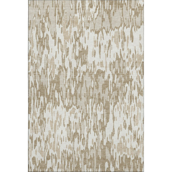HomeRoots 10' X 14' Striped Ivory Beige and Taupe Area Rug - Durable, Stain Resistant with UV Protection, Washable 677819