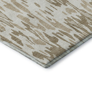HomeRoots 10' X 14' Striped Ivory Beige and Taupe Area Rug - Durable, Stain Resistant with UV Protection, Washable 677819