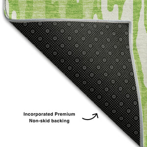HomeRoots 5' X 8' Striped Lime Green and Ivory Area Rug - Washable, UV Protected, Durable for High Traffic Spaces 677821