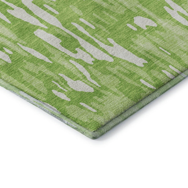 HomeRoots 5' X 8' Striped Lime Green and Ivory Area Rug - Washable, UV Protected, Durable for High Traffic Spaces 677821
