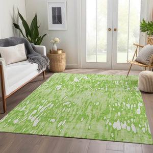 HomeRoots 5' X 8' Striped Lime Green and Ivory Area Rug - Washable, UV Protected, Durable for High Traffic Spaces 677821