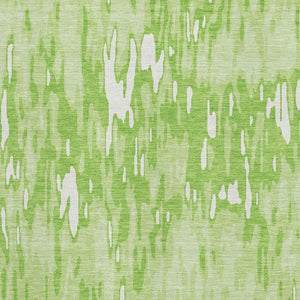 HomeRoots 8' X 10' Vibrant Lime Green & Ivory Striped Washable Area Rug with UV Protection for Homes & Outdoors 677823