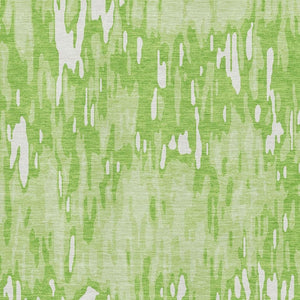 HomeRoots 10' X 14' Vibrant Lime Green & Ivory Striped Area Rug - Durable, Washable, UV Protected for Homes 677825