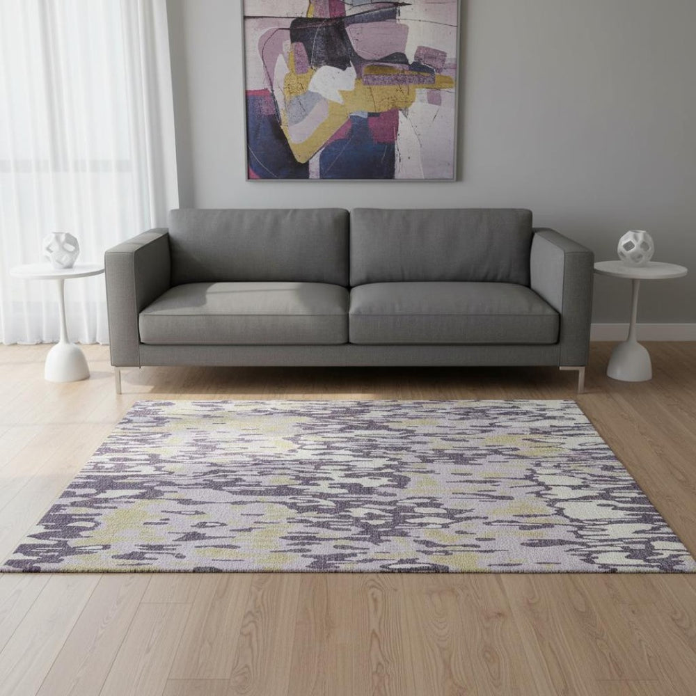 HomeRoots 5' X 8' Washable Lime Green & Ivory Striped Area Rug with UV Protection for Stylish, Durable Living Spaces 677827