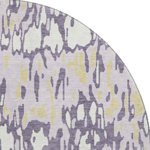 HomeRoots 8' Lime Green & Ivory Striped Washable Round Rug - UV Protected, Stain Resistant, Easy Care Design 677828
