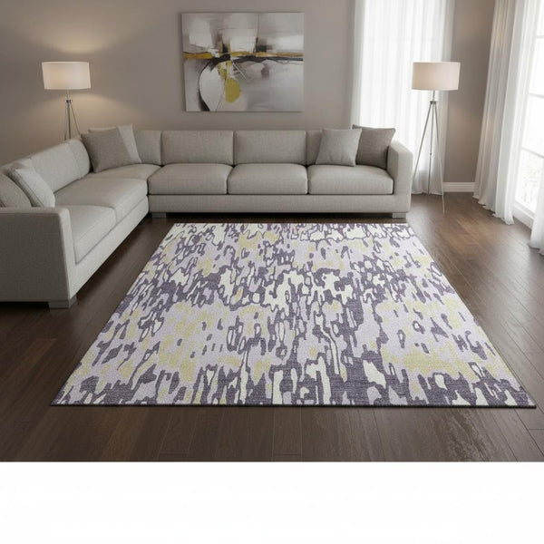 HomeRoots 9' X 12' Vibrant Lime Green & Ivory Striped Area Rug - UV Protected, Stain Resistant, Durable Design 677830