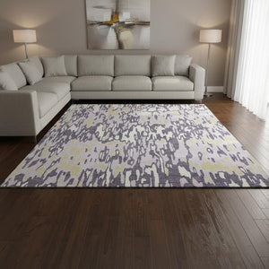 HomeRoots 10' X 14' Striped Washable Area Rug in Lime Green & Ivory – Durable, UV-Protected, Family-Friendly Design 677831