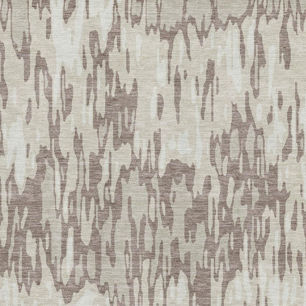 HomeRoots 5' Beige and Taupe Striped Area Rug - Washable, UV-Protected, Durable for High-Traffic Spaces! 677833