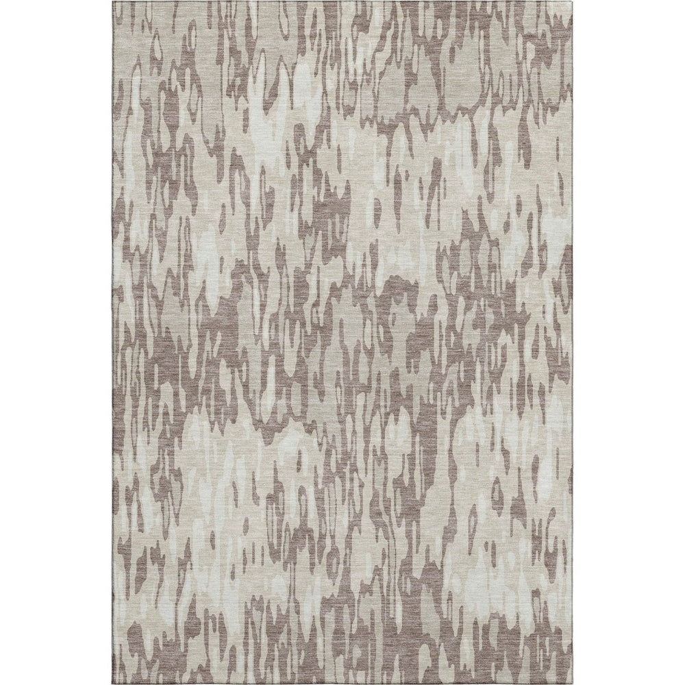 HomeRoots 8' X 10' Beige And Taupe Striped Area Rug – Washable, UV-Protected, Durable for Family-Friendly Spaces 677835