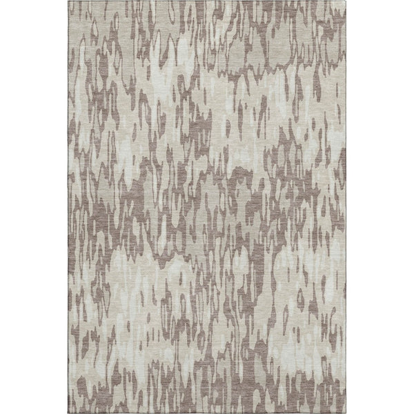 HomeRoots 8' X 10' Beige And Taupe Striped Area Rug – Washable, UV-Protected, Durable for Family-Friendly Spaces 677835