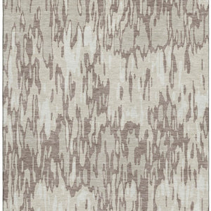 HomeRoots 8' X 10' Beige And Taupe Striped Area Rug – Washable, UV-Protected, Durable for Family-Friendly Spaces 677835