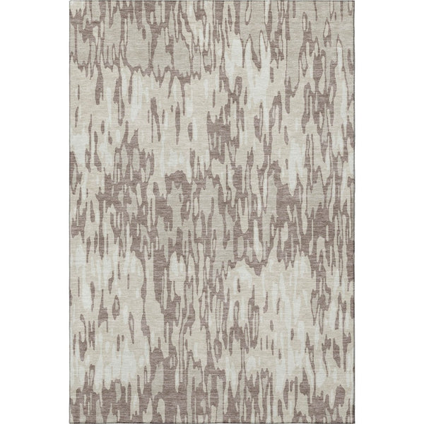 HomeRoots 8' X 10' Beige And Taupe Striped Area Rug – Washable, UV-Protected, Durable for Family-Friendly Spaces 677835