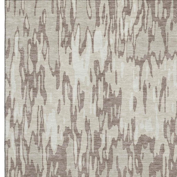 HomeRoots 9' X 12' Beige and Taupe Striped Area Rug - Washable, UV-Protected, Durable for Busy Homes 677836