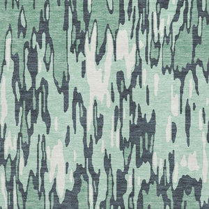 HomeRoots 5' X 8' Sage & Ivory Striped Washable Area Rug - UV Protected, Stain Resistant, Family-Friendly Design 677839