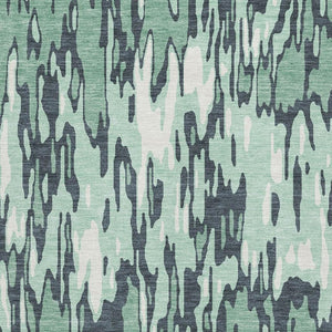 HomeRoots 8' X 10' Sage and Ivory Striped Area Rug – Durable, Stain-Resistant with UV Protection for Homes 677841
