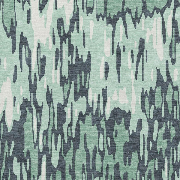 HomeRoots 9' X 12' Sage and Ivory Striped Washable Area Rug - Durable, UV-Protected, Soft, Easy-Care Design 677842