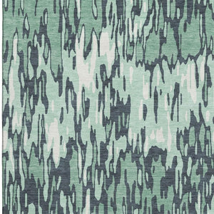 HomeRoots 9' X 12' Sage and Ivory Striped Washable Area Rug - Durable, UV-Protected, Soft, Easy-Care Design 677842