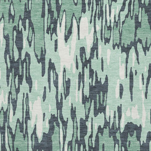 HomeRoots 10' Washable Sage and Ivory Striped Area Rug with UV Protection - Durable, Stylish, Easy Care Home Decor 677843
