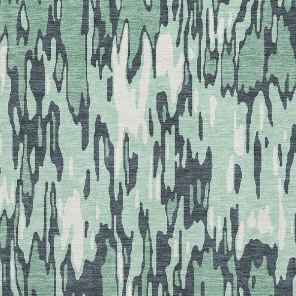 HomeRoots 10' Washable Sage and Ivory Striped Area Rug with UV Protection - Durable, Stylish, Easy Care Home Decor 677843