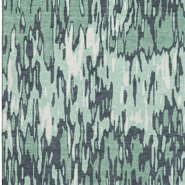 HomeRoots 10' Washable Sage and Ivory Striped Area Rug with UV Protection - Durable, Stylish, Easy Care Home Decor 677843