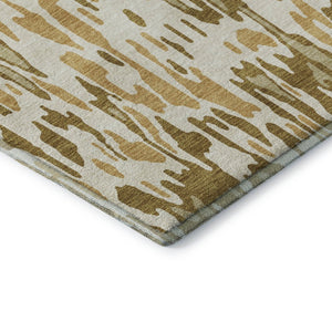 HomeRoots 5' X 8' Wheat Beige and Gold Striped Area Rug - Washable, Stain Resistant, UV Protected for Style 677845