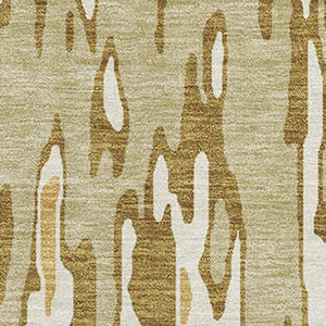 HomeRoots 8' X 10' Washable Wheat Beige & Gold Striped Area Rug with UV Protection for Kids & Pets’ Safety 677847