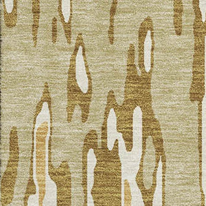 HomeRoots 10' Wheat Beige & Gold Striped Washable Area Rug - Durable, Stain-Resistant, UV Protected Elegance 677849