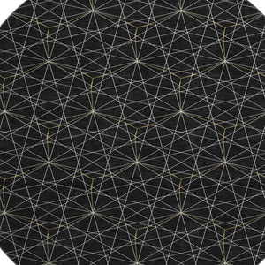 HomeRoots 8' Black And Ivory Geometric Round Rug - Washable, UV Resistant, Stylish for High-Traffic Areas 677852