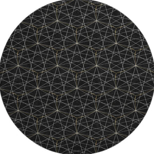 HomeRoots 8' Black And Ivory Geometric Round Rug - Washable, UV Resistant, Stylish for High-Traffic Areas 677852