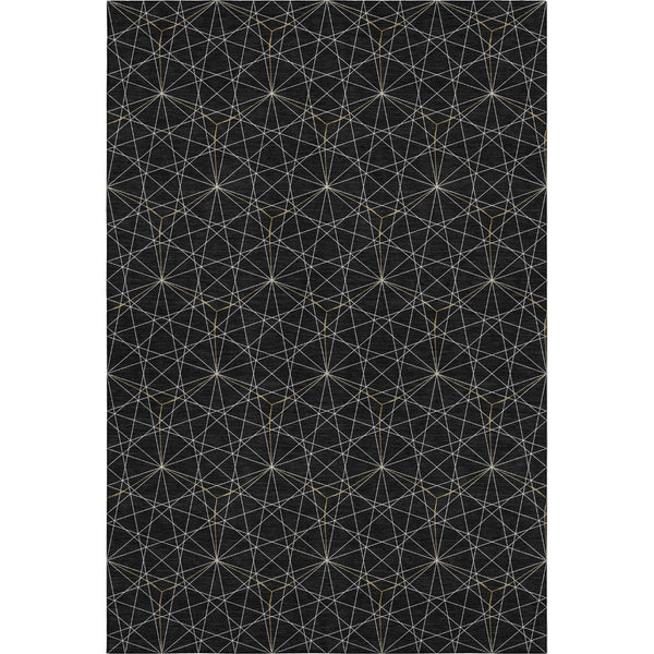 HomeRoots 8' X 10' Black And Ivory Geometric Washable Area Rug - UV Protected, Durable, Stylish for High-Traffic Homes 677853
