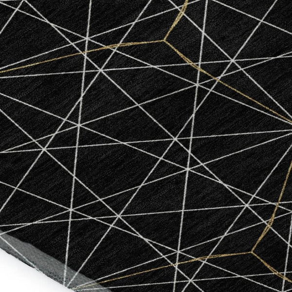 HomeRoots 8' X 10' Black And Ivory Geometric Washable Area Rug - UV Protected, Durable, Stylish for High-Traffic Homes 677853