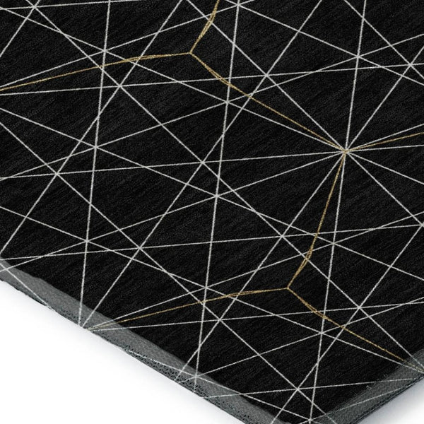 HomeRoots 8' X 10' Black And Ivory Geometric Washable Area Rug - UV Protected, Durable, Stylish for High-Traffic Homes 677853