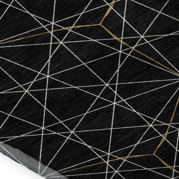 HomeRoots 9' X 12' Black And Ivory Geometric Area Rug – Washable, Stain-Resistant, UV Protected for Durability 677854