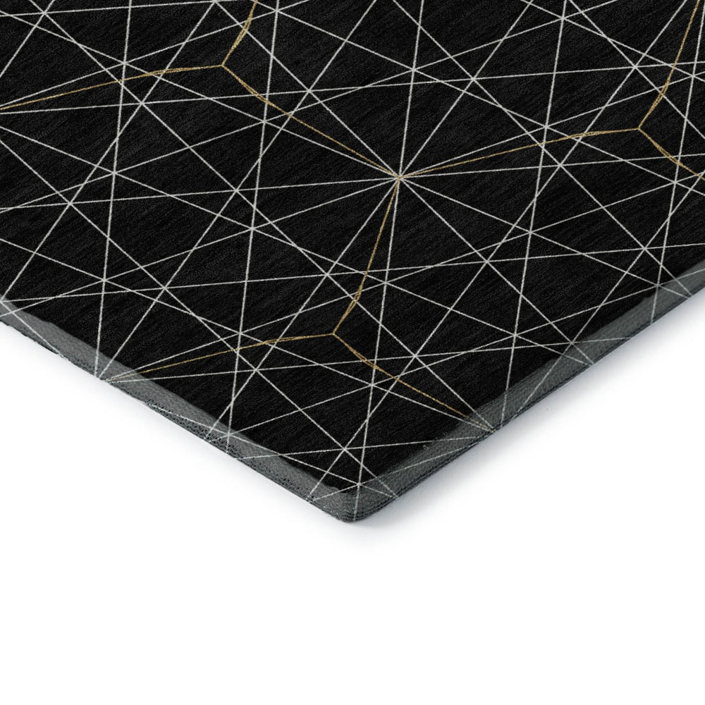 HomeRoots 10' X 14' Black And Ivory Geometric Washable Area Rug – Stylish, Durable, UV-Protected for Homes 677855