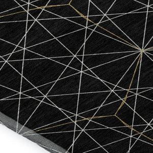 HomeRoots 10' X 14' Black And Ivory Geometric Washable Area Rug – Stylish, Durable, UV-Protected for Homes 677855