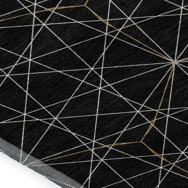HomeRoots 10' X 14' Black And Ivory Geometric Washable Area Rug – Stylish, Durable, UV-Protected for Homes 677855