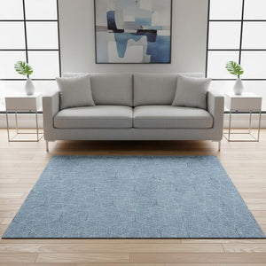 HomeRoots 5' X 8' Denim Blue Geometric Area Rug - Washable, UV Protected, Perfect for Busy Homes & Style 677857