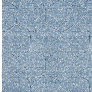HomeRoots 5' X 8' Denim Blue Geometric Area Rug - Washable, UV Protected, Perfect for Busy Homes & Style 677857